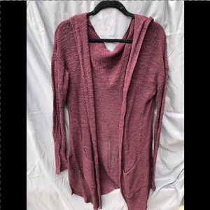 Lightweight Burgundy Hooded Cardigan